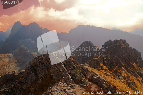 Image of Mountains sunset landscape