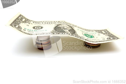 Image of One Dollar Bill on Coins