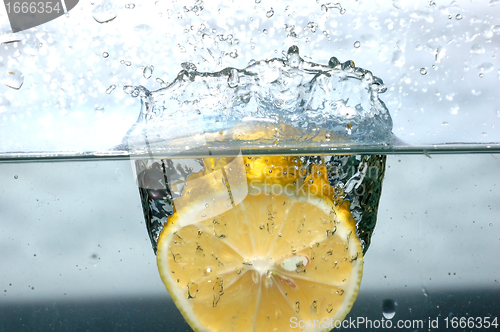 Image of Lemon splash into water
