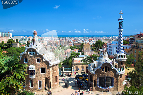 Image of Park Guell, view on Barcelona, Spain