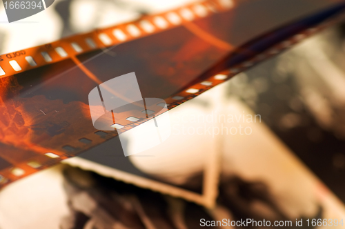 Image of Old film strip and photos background