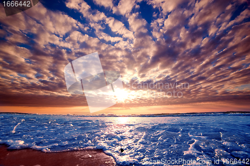 Image of Romantic sunset over ocean