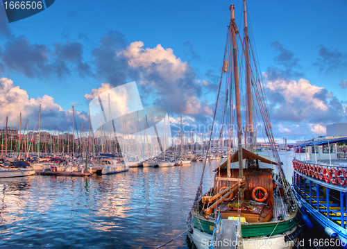 Image of Boats in the harbor of Barcelona