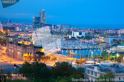 Image of Barcelona, Spain skyline at night