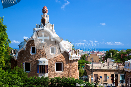 Image of Park Guell, view on Barcelona, Spain