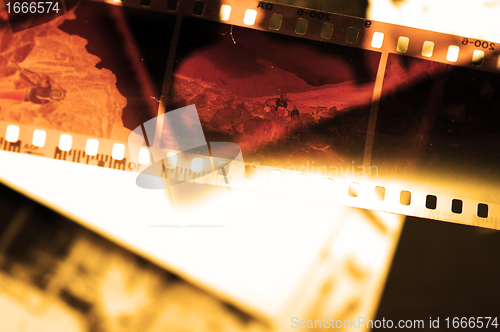 Image of Old film strip and photos background