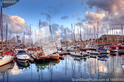 Image of Boats in the harbor of Barcelona