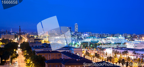 Image of Barcelona, Spain skyline at night