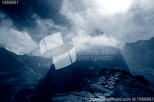 Image of Stormy mountains landscape