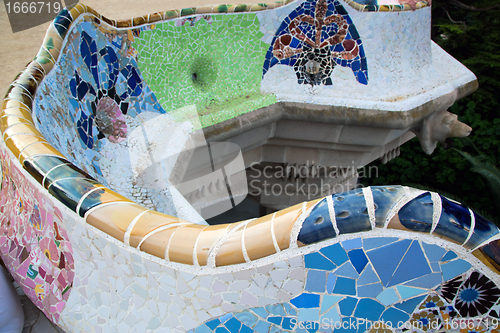 Image of Mosaic sculpture in the Park Guell, Barcelona