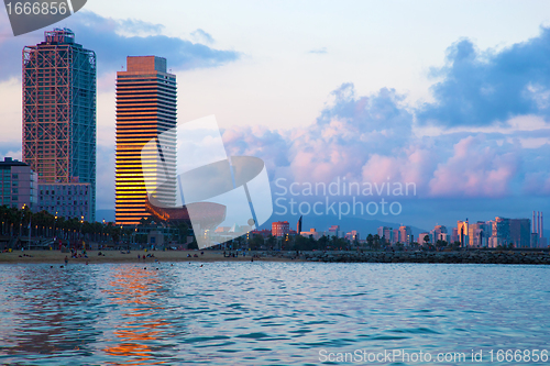 Image of Barcelona skyline from sea