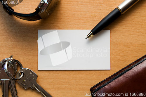 Image of Blank card in business workplace