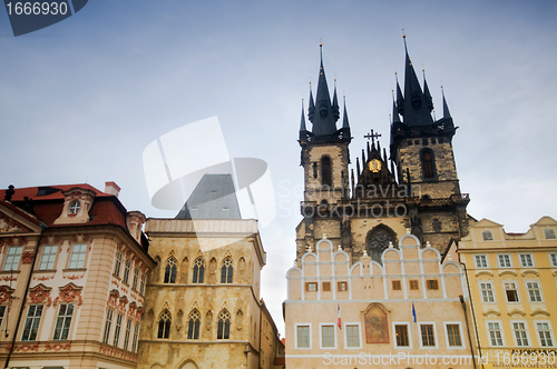 Image of Prague old city square, Tyn Church