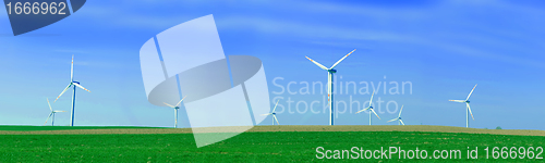 Image of Panorama of wind turbines