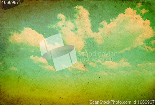 Image of Landscape on old vintage grunge paper