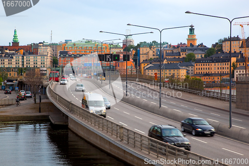 Image of Stockholm, Sweden. Street to downtown