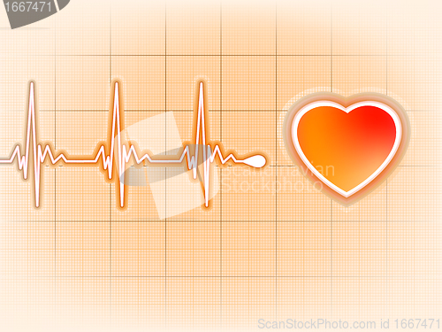 Image of Heart cardiogram with shadow on orange. EPS 8