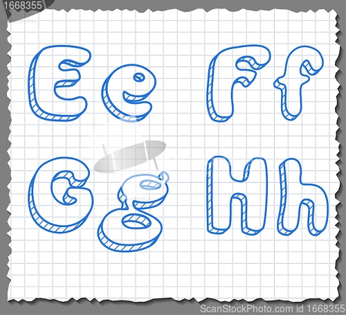 Image of Vector sketch 3d alphabet letters - EFGH