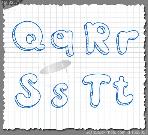 Image of Vector sketch 3d alphabet letters - QRST