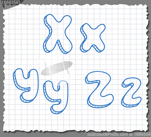 Image of Vector sketch 3d alphabet letters - XYZ