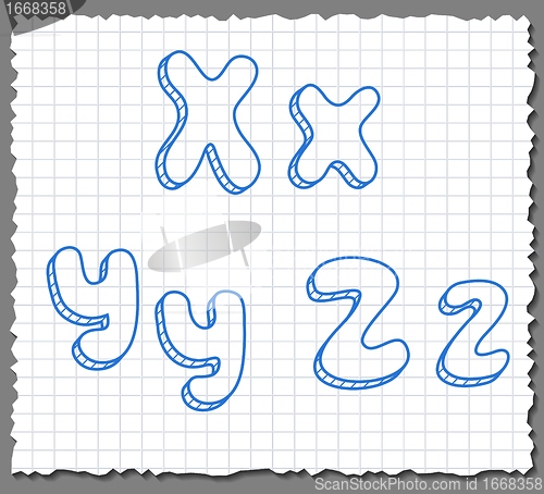 Image of Vector sketch 3d alphabet letters - XYZ