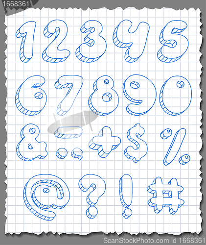 Image of Hand-drawn numbers set.