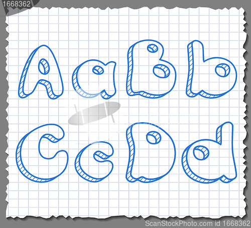 Image of Vector sketch 3d alphabet letters - ABCD