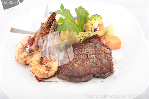 Image of Steak with Jumbo Shrimp. 