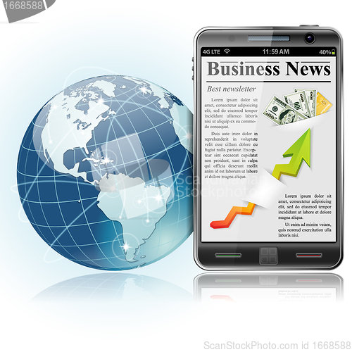 Image of Global Business. News on Smart Phone