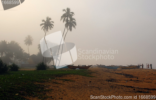 Image of Fishing Village in Sri Lanka on a Foggy Morning