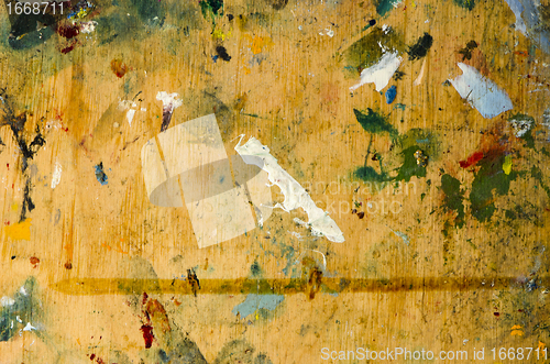 Image of Background of plywood board. Painter palette 