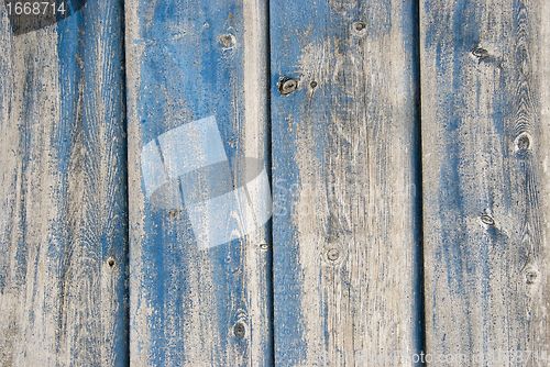 Image of Old blue painted planks 