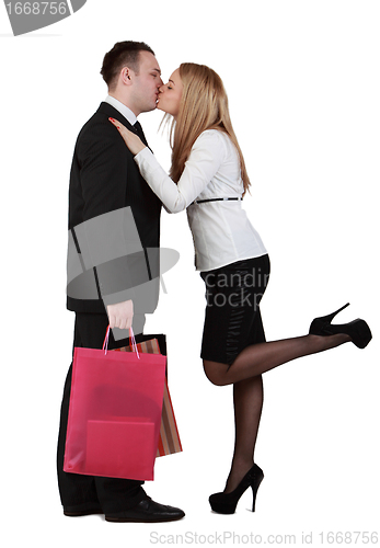 Image of Young couple kissing