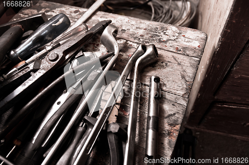 Image of A lot of different tools of a worker