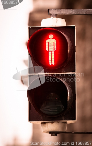 Image of Red pedestrian lamp