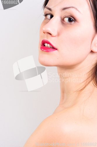 Image of Closeup photo of a woman in selective colors