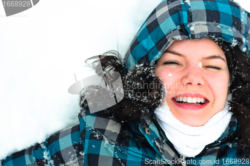 Image of Photo of a young woman in the snow