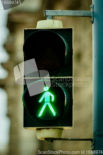 Image of Green pedestrian lamp
