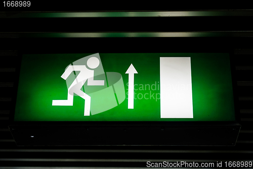 Image of Exit sign in dark colors