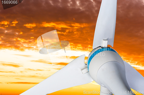 Image of Wind turbine against sky