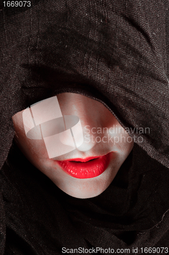 Image of Conceptual photo of a woman in hood
