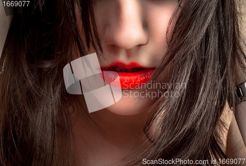 Image of Girl with red lips