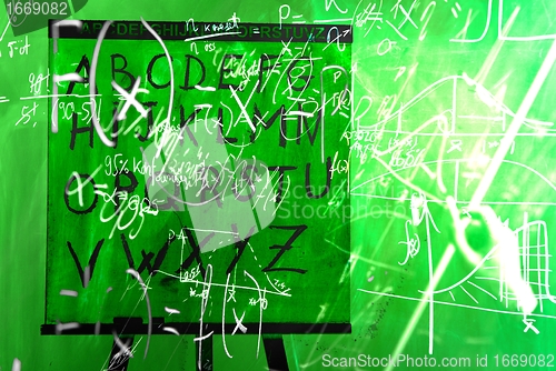 Image of Formulas on green chalk board