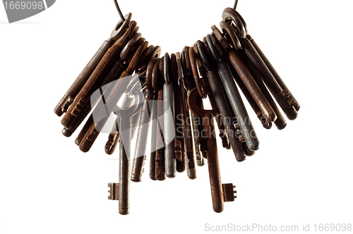 Image of Old keys against white background