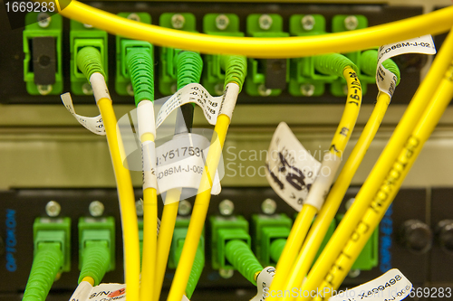 Image of Fiber cables connected to servers 