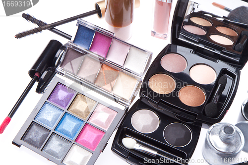 Image of set of cosmetic makeup products