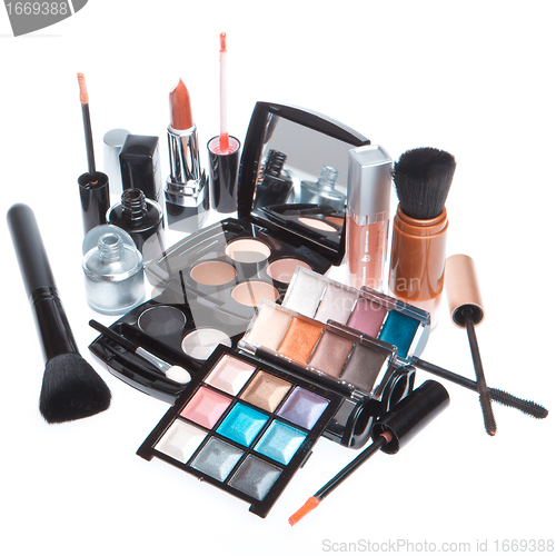 Image of set of cosmetic makeup products