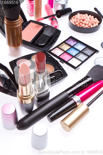 Image of set of cosmetic makeup products