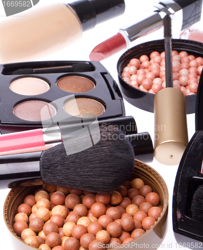 Image of set of cosmetic makeup products