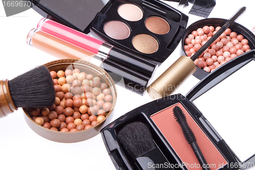 Image of set of cosmetic makeup products